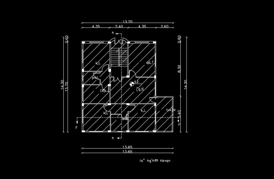 The 14x14m First Floor House Plan Is Given In This Autocad Drawing Model Cadbull