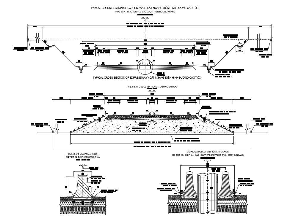 Cad Drawing File Of The Typical Cross Section Expressway Details Download Autocad Dwg Cadbull