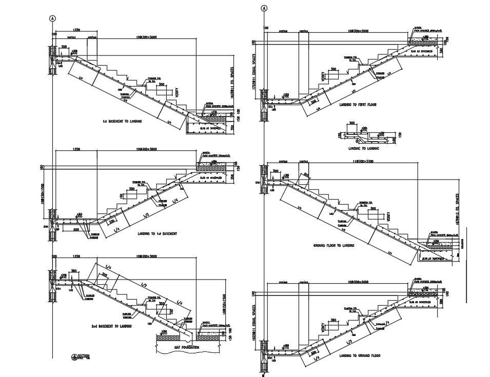 The AutoCAD Drawing DWG 2D file of the staircase side elevation and ...