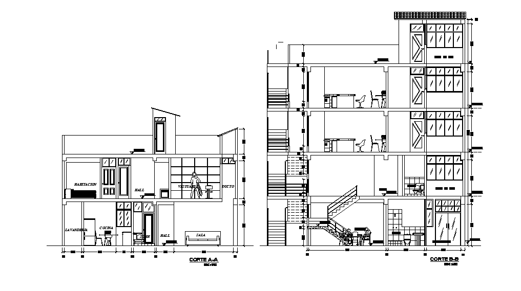 The AutoCAD drawing file presented 4 story building in this file ...