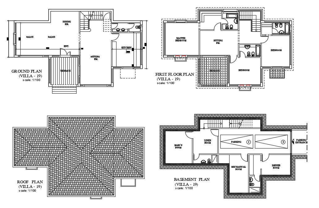 The Autocad D Drawing File Having The Villa Floor Plan With Basement My Xxx Hot Girl