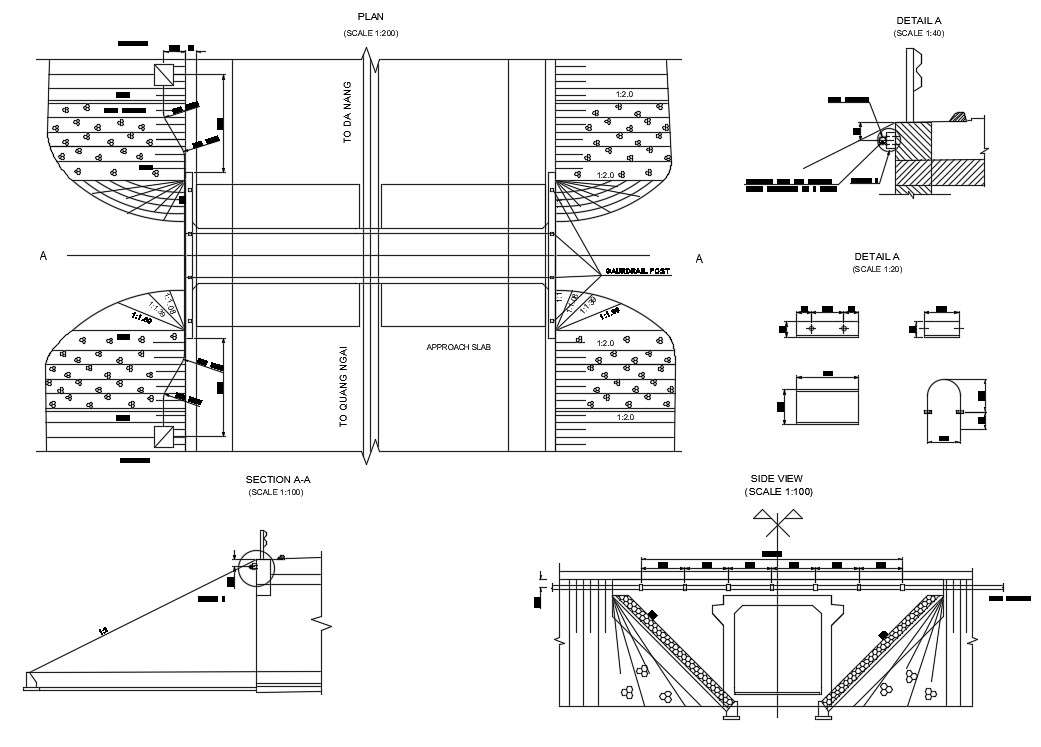 The CAD drawing of the slab section plan and side view details are ...