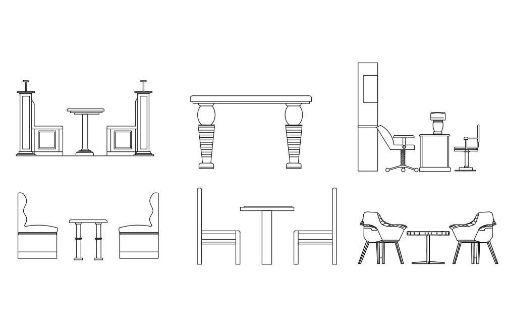 Table Chair Detail Elevation Layout D View CAD Blocks Autocad File ...