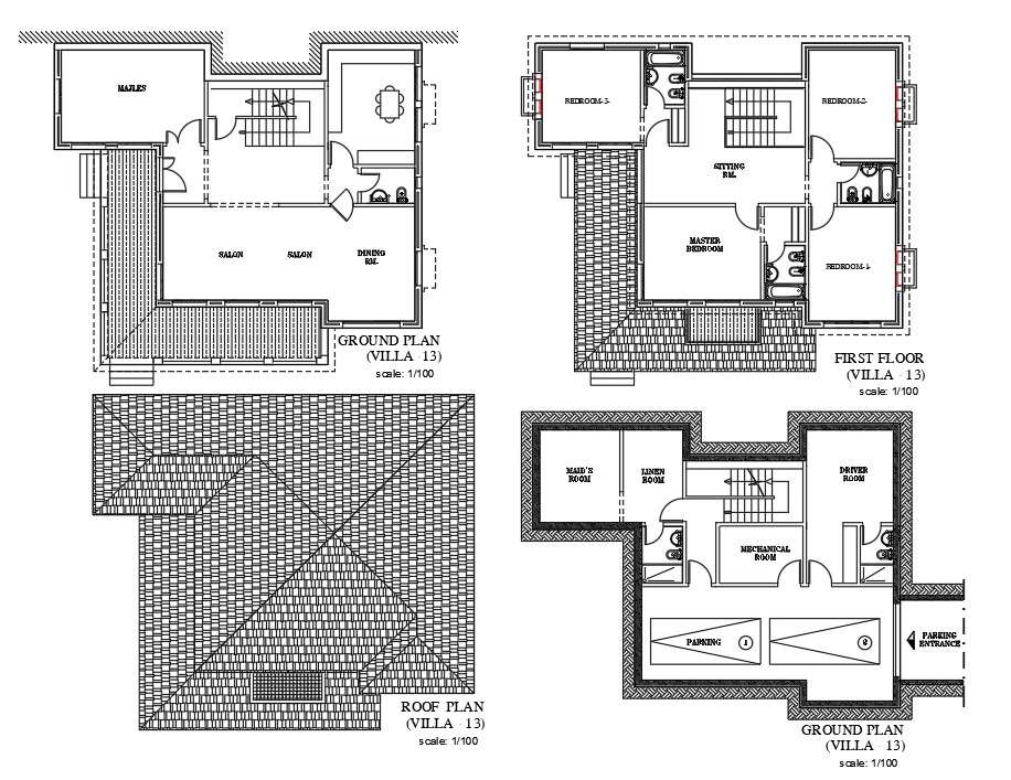 Family Housing With Rural Half -Close DWG Section for AutoCAD • Designs CAD