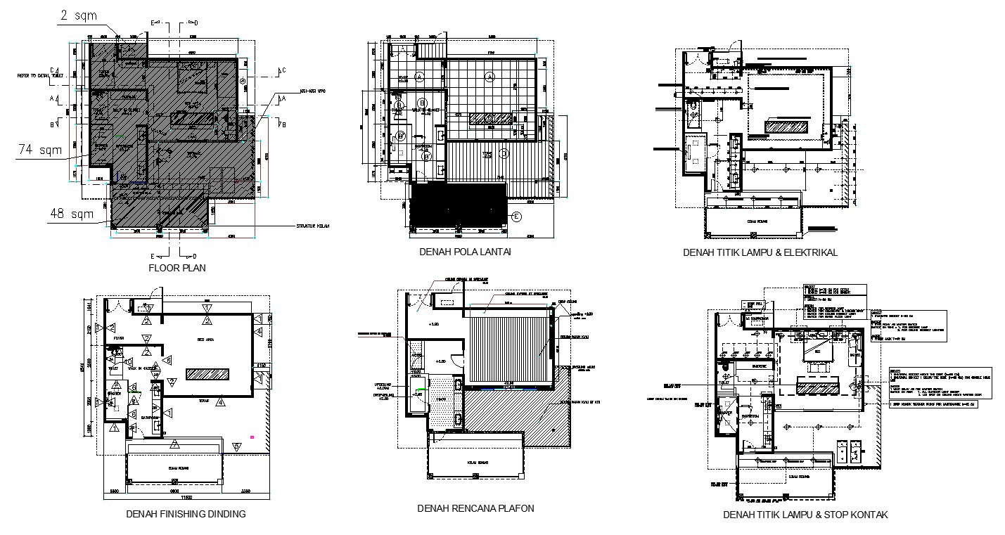 The Floor Pattern Plan Wall Finishing Plan And Ceiling Plan Details Of The Housing Floor