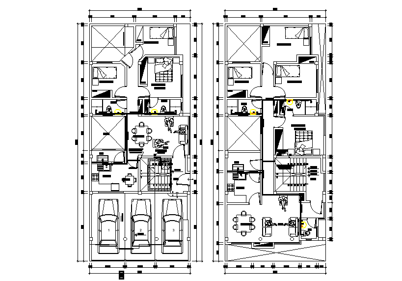 The Apartment Cluster Layout Plan Defined In This Autocad Drawing Download This 2d Drawing File