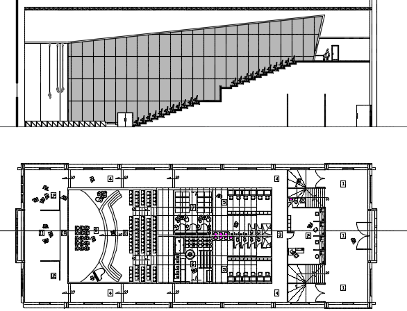 Theater plan and section detail dwg file - Cadbull