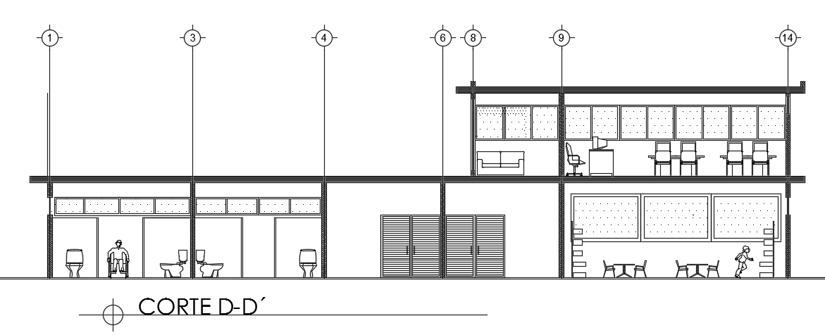 The back side cut section view of the 108x94m architecture school ...