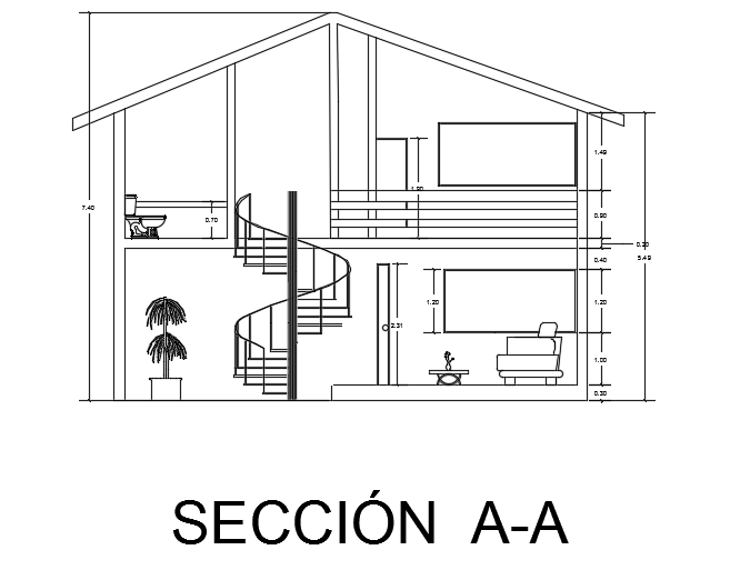 The back side cut section view of the 11x10m house plan two story ...