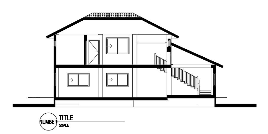 The Back Side Cut Section View Of The 15x13m House Building Autocad Drawing Cadbull