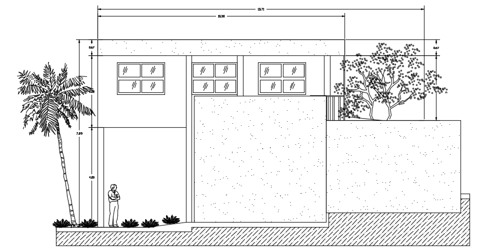 The Back Side Elevation View Of The 10x20m Home Building Cadbull