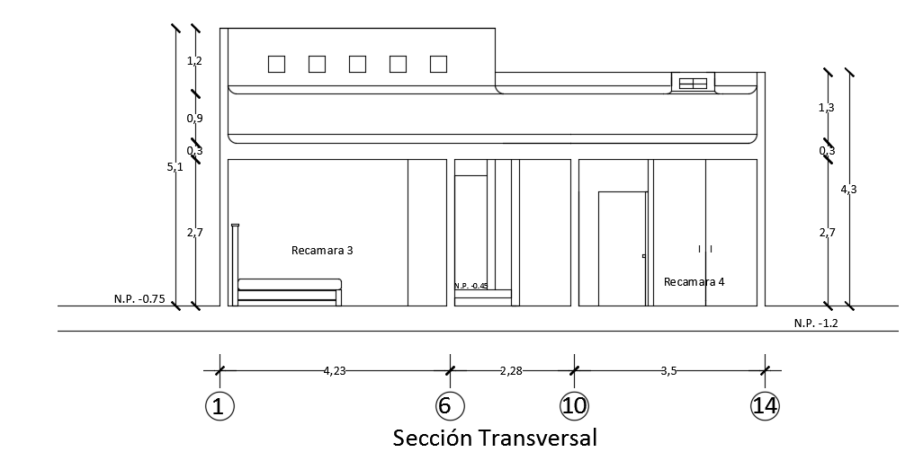 The back side elevation view of the 10x25m house building - Cadbull