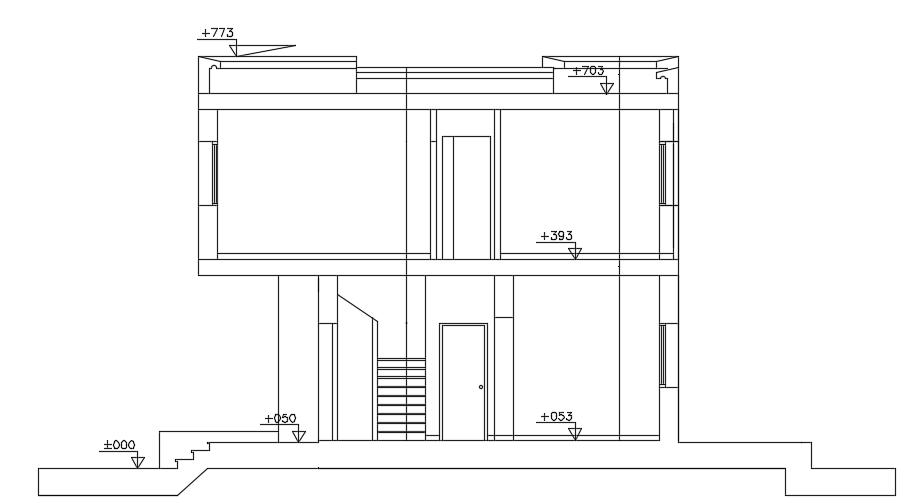 The back side elevation view of the 13x15m house building - Cadbull