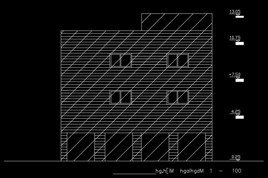 The back side elevation view of the 14x10m house building download now ...