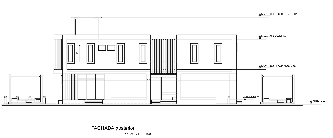 The Back Side Elevation View Of The 14x20m House Building - Cadbull