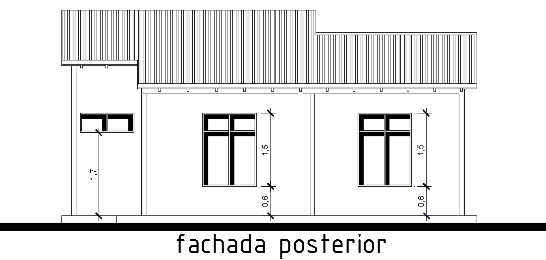 The Back Side Elevation View Of The 8x9m House Building Drawing Cadbull