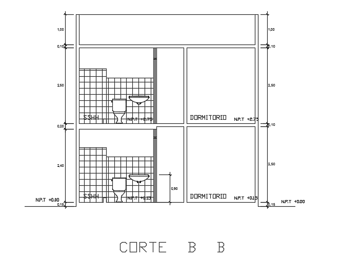 The Back Side Section View Of The6x20m Architecture House Building Is Given In This File Cadbull