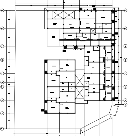 The beam and column layout of the 30x36m architecture second floor ...