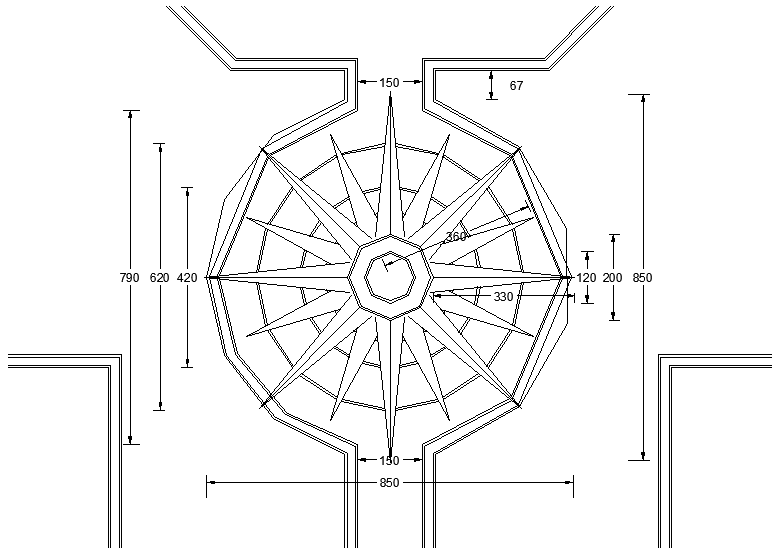 The ceiling design of church detail is given in this 2D AutoCAD DWG ...