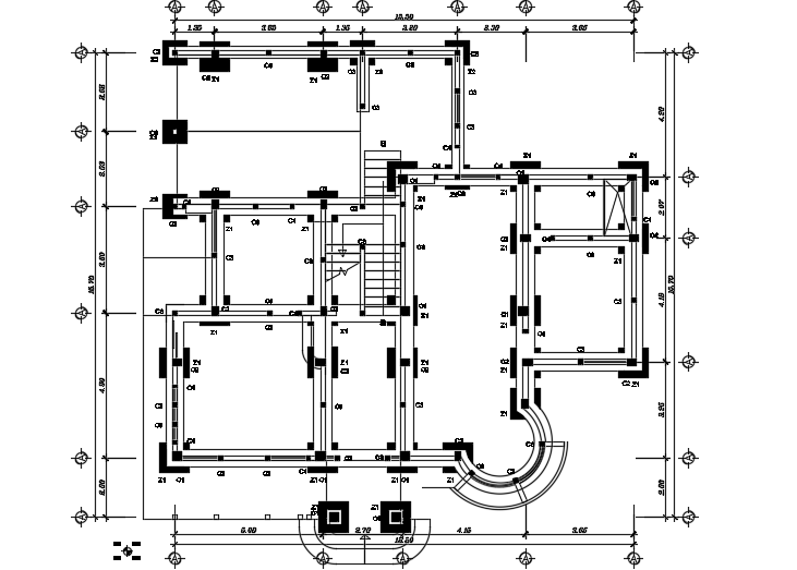 The Column And Foundation Layout Of The 16x16m Architecture Ground Floor House Plan Cadbull