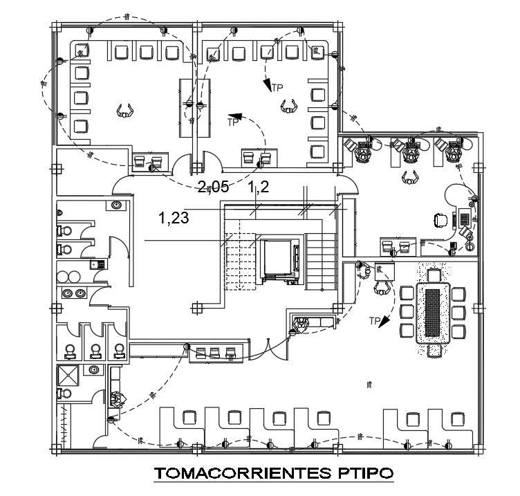 The current socket detail of the 12x11m first floor office plan is ...