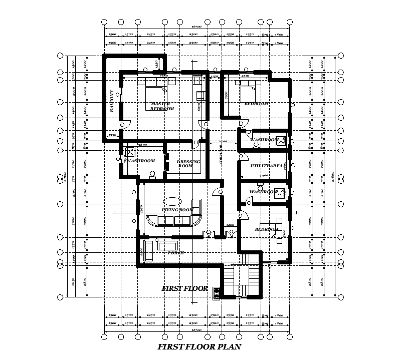 The Dimension Detail Of First Floor Of 15x21m First Floor House Plan Is Given In This Autocad