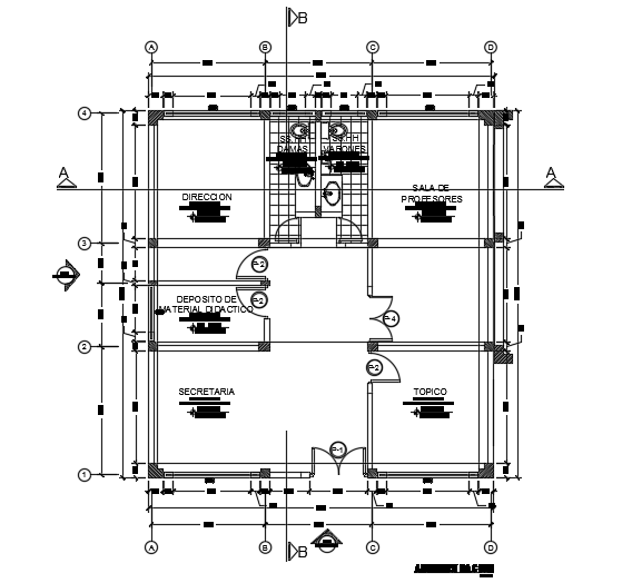 The Dimension Detail Of The 10x10m Administrative Office Plan Cad 