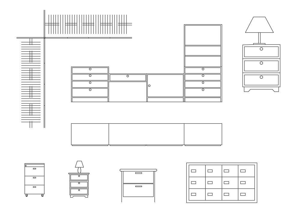 The drawing AutoCAD file contains various types of wooden cupboard ...