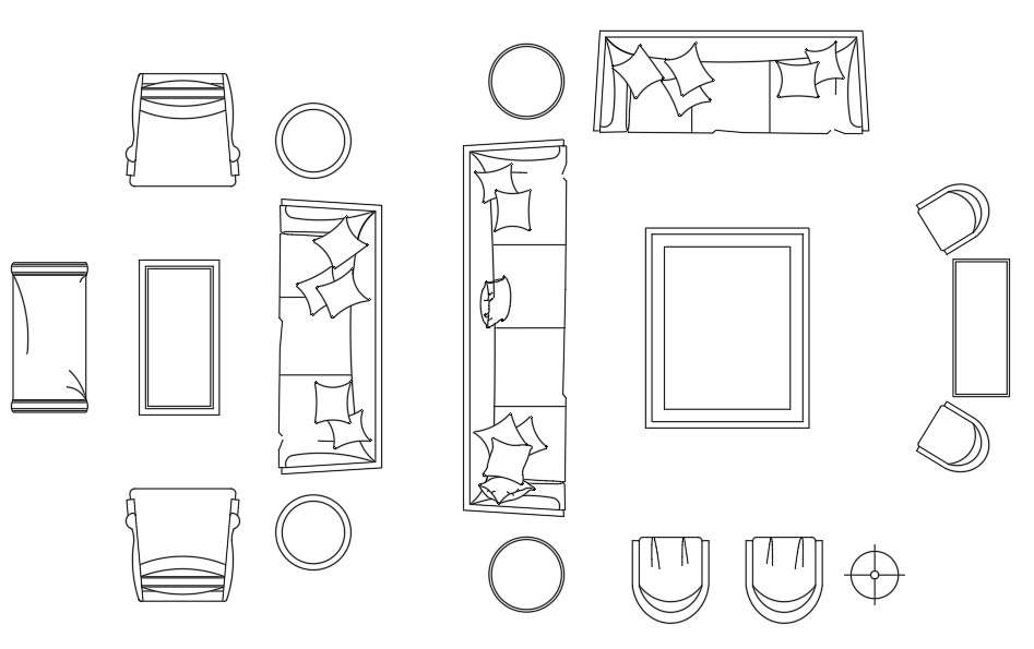 The drawing AutoCAD file shows various styles of the sofa blocks ...