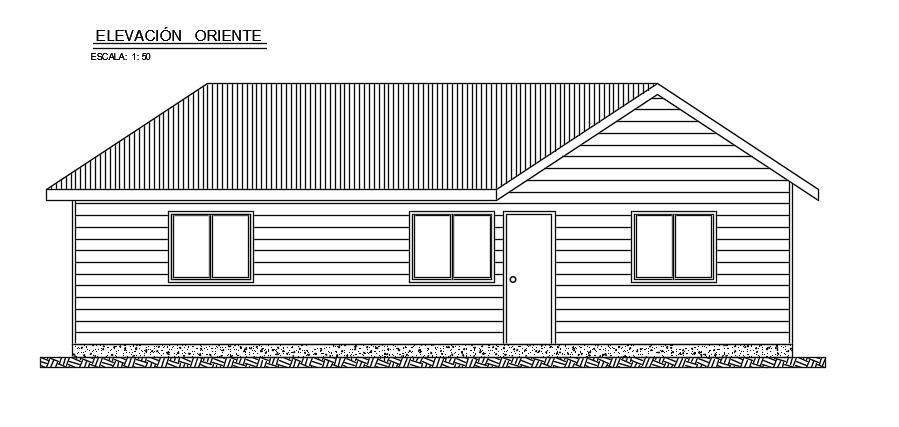 The East Side Elevation View Of The 7x12m Architecture House Building 2d Autocad Drawing Cadbull