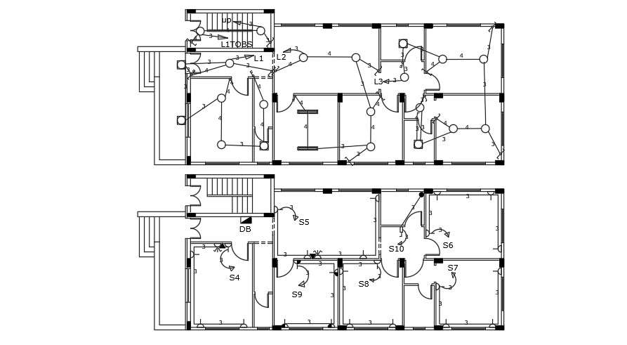 The electrical layout of the 20x9m house plan drawing - Cadbull