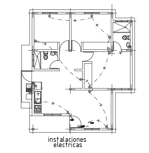 The electrical switch point location of the 8X10m 3bhk villa plan - Cadbull