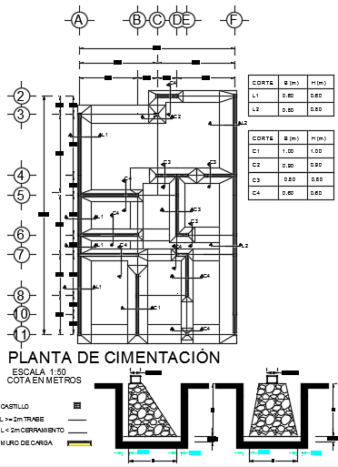 The Foundation And Column Layout Of The 7x12m Two Story House Plan Cadbull