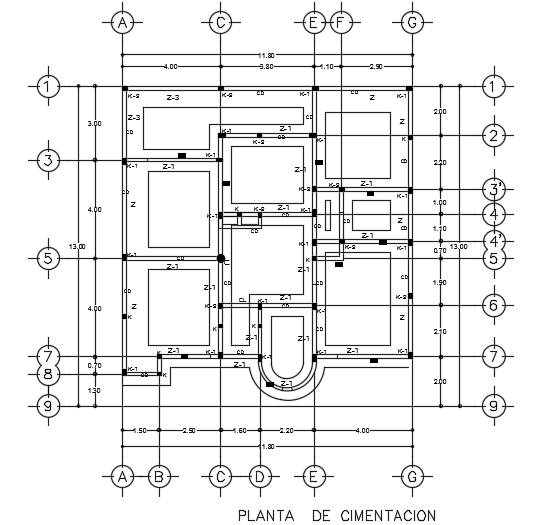 The foundation layout of the 12x13m architecture 3bhk house plan ...