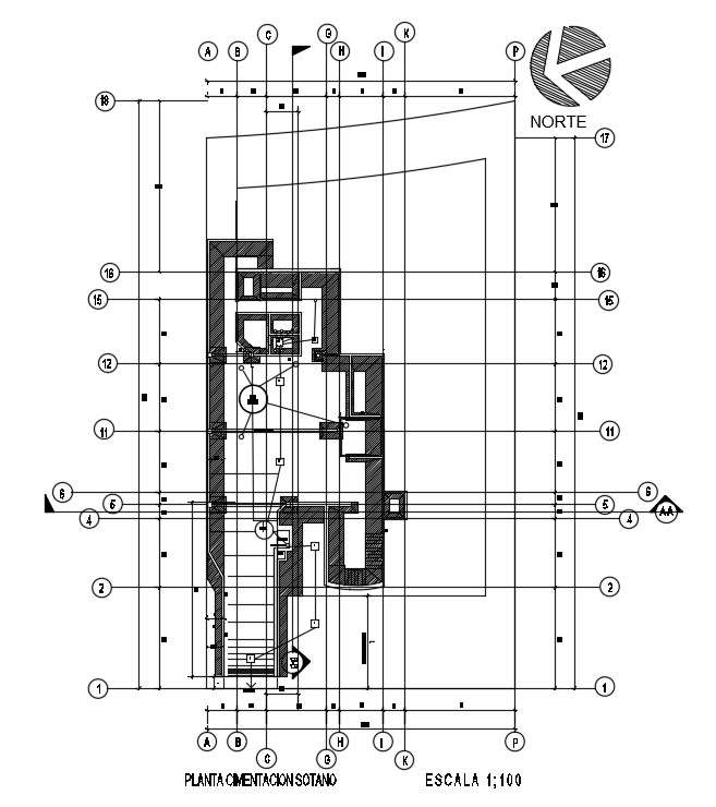 The Foundation Layout Of The 26x50m Ground Floor House Plan Is Given In This Autocad Drawing