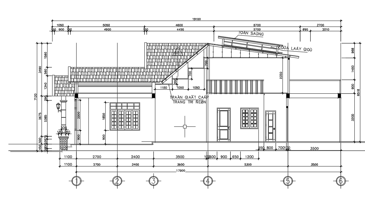 The front cut section view of the 21x6m architecture home building ...