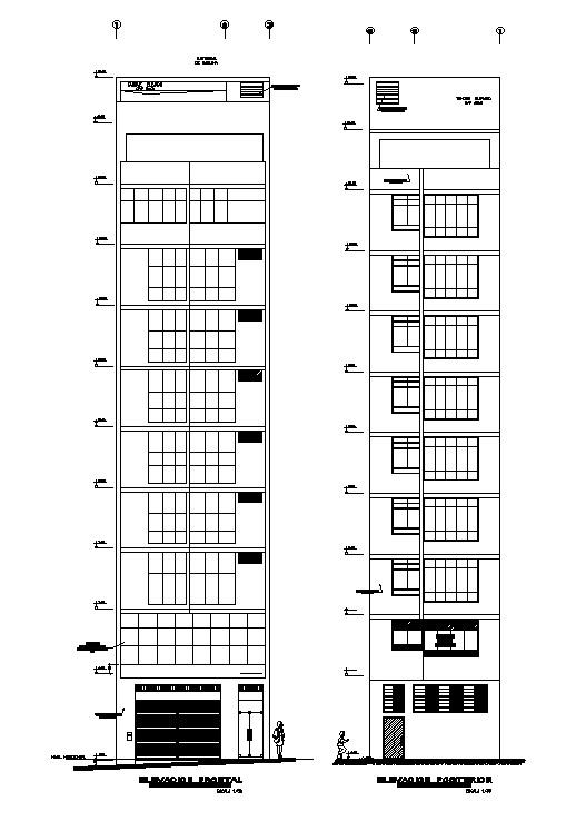 The front elevation of the 28x8m commercial building is given in this ...