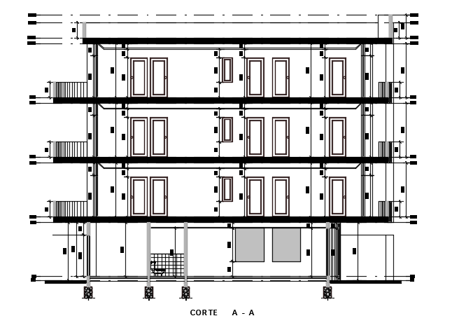 The front section view of the 16x12m hotel building - Cadbull