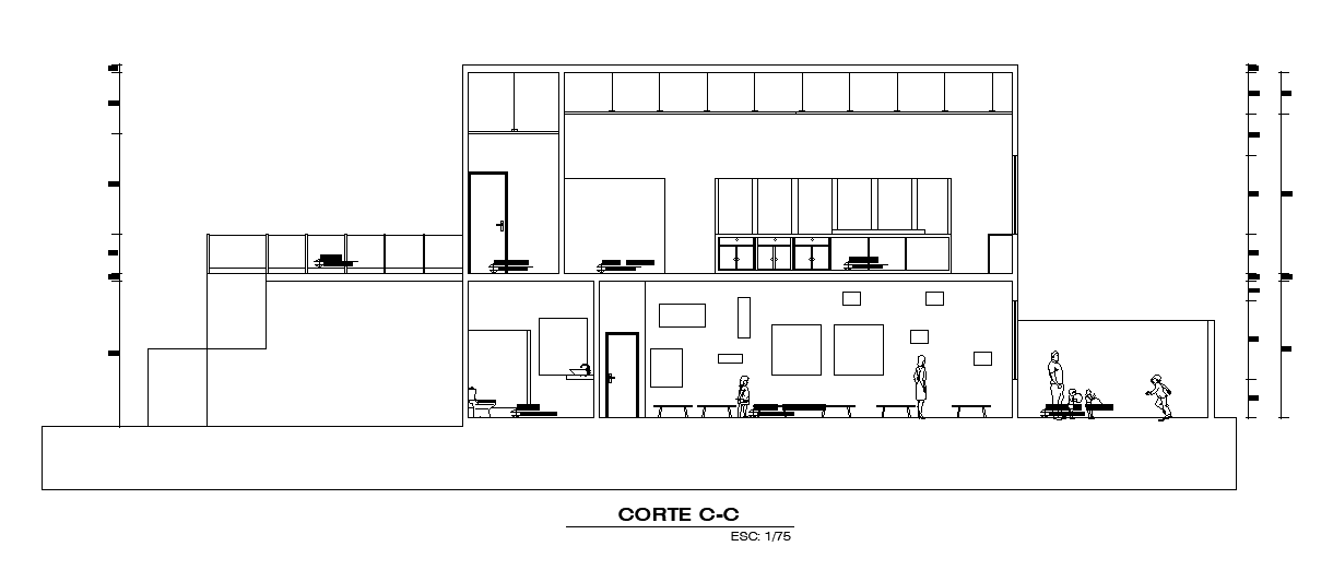 The front section view of the 31x14m club house restaurant building ...