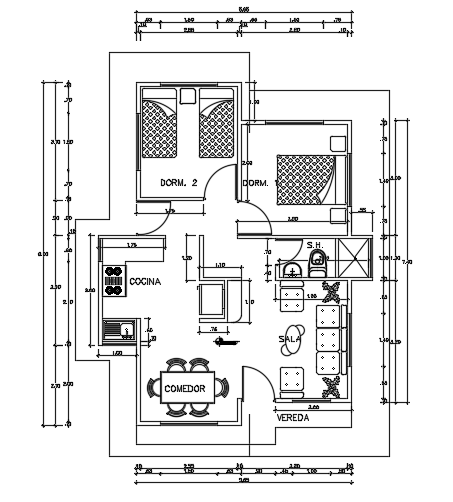 The furniture’s detail of the 6x8m architecture residential house plan ...