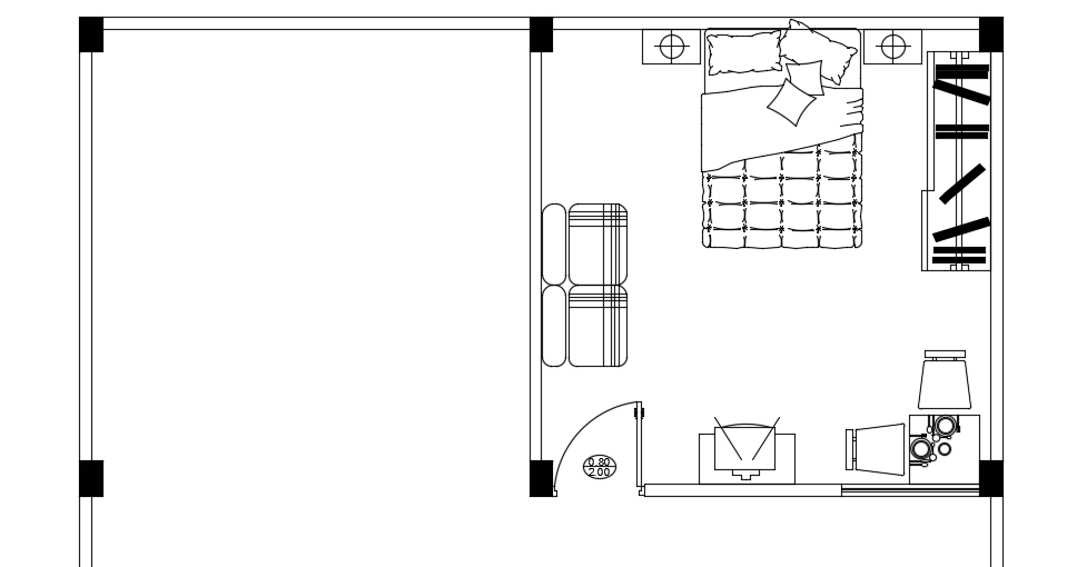 The furniture’s layout of the 8x10m first floor house plan bedroom ...