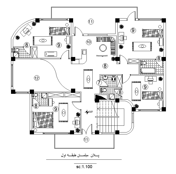 The Furnitures Layout Of The 8x10m First Floor House Plan Is Given In This Autocad Drawing