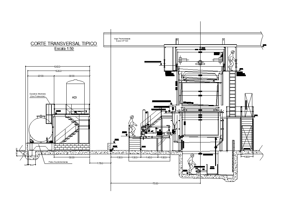 The industrial plant section drawing separated in this CAD file ...