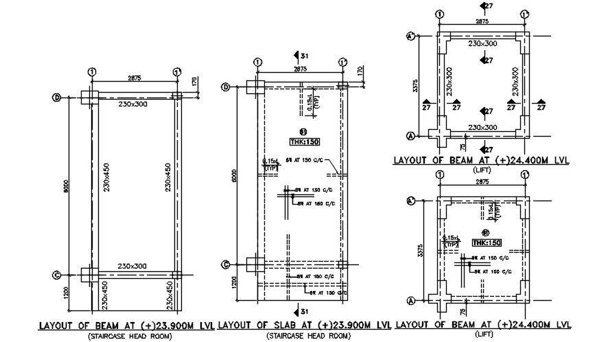 The layout of the beam detail drawing separated in this Autocad file ...