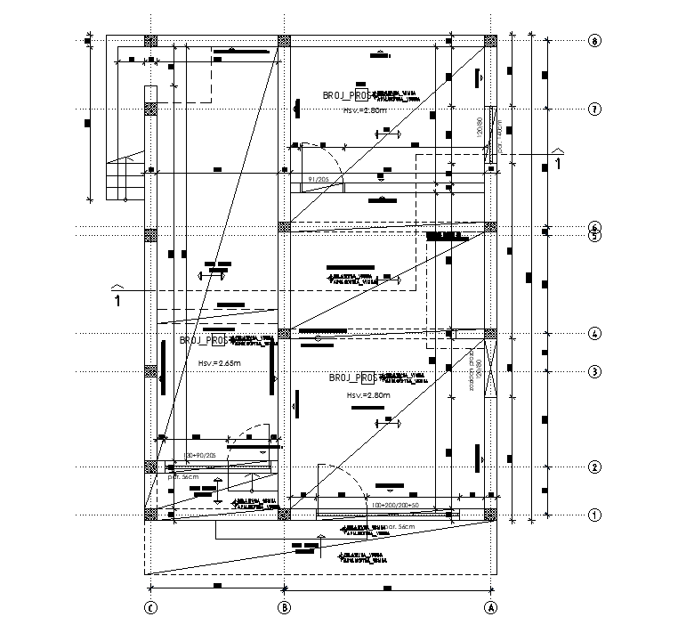 The layout of the column detail drawing provided in this Autocad file ...