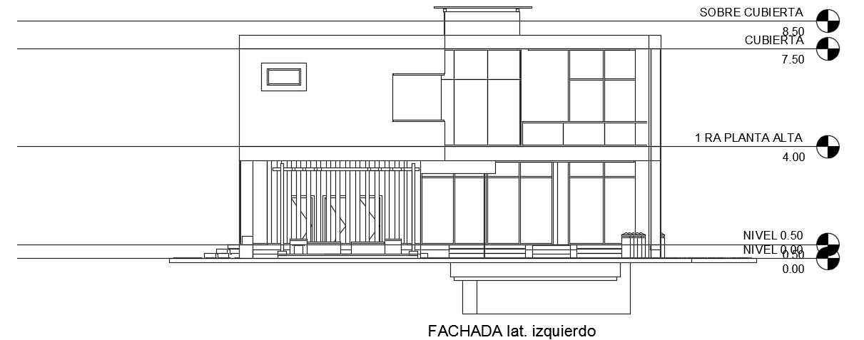 The left side elevation view of the 14x17m house building view - Cadbull