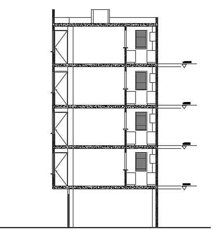 The left side section view of the 30x6m apartment building AutoCAD ...