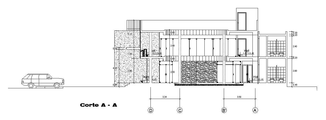 The left side section view of the 35x15m office building is given in ...