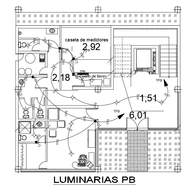 The light fitting detail of the 12x11m office plan is given in this ...