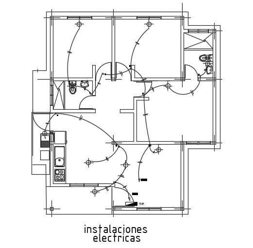 The lighting and fan unit location of the 8X10m 3bhk villa plan - Cadbull